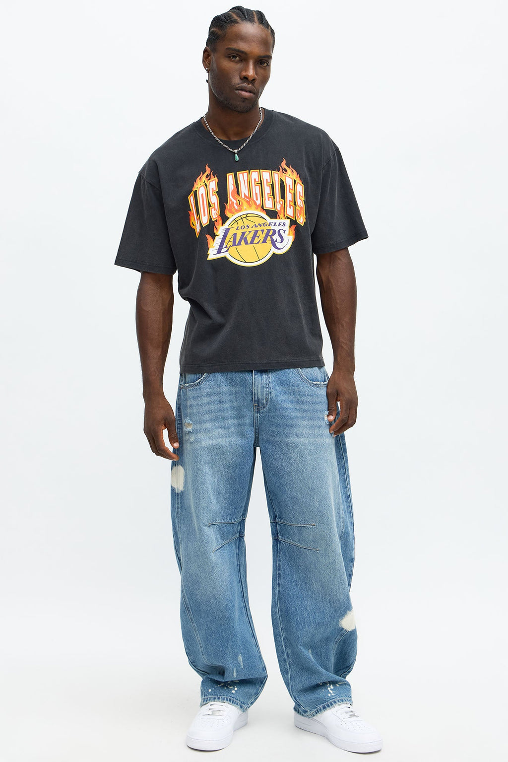Lakers Slam Jam Oversized Short Sleeve Tee - Black