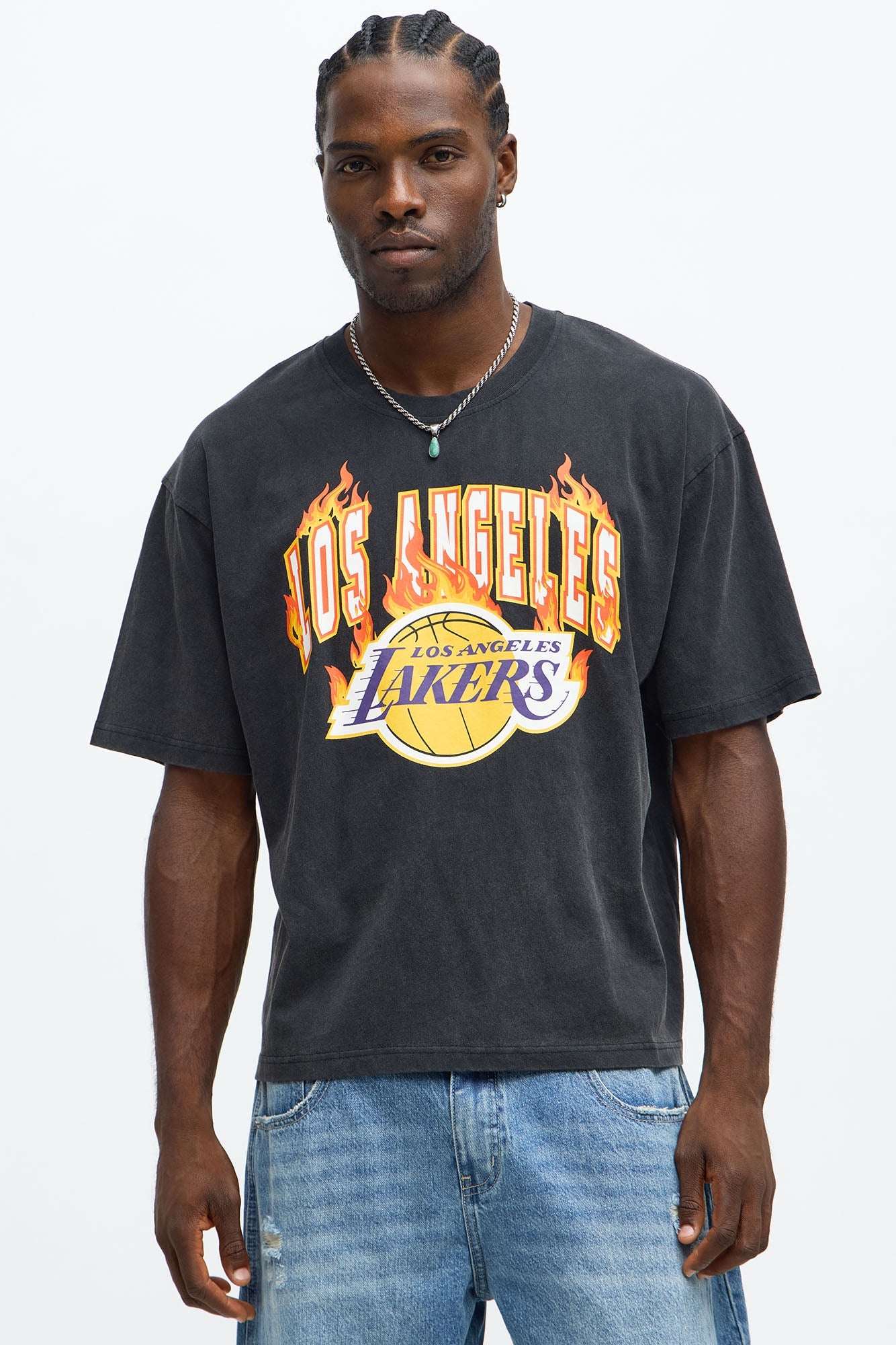 Lakers Slam Jam Oversized Short Sleeve Tee - Black