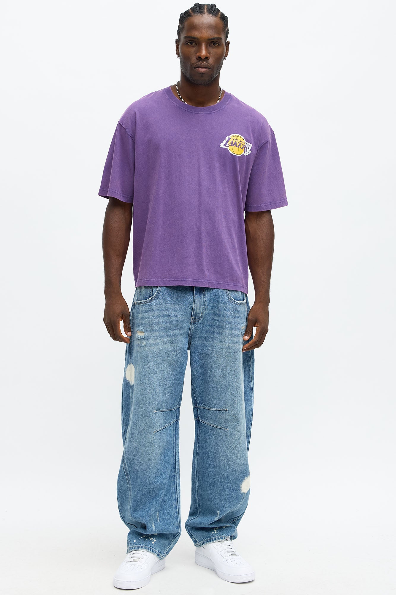Lakers Freethrow Oversized Short Sleeve Tee - Purple