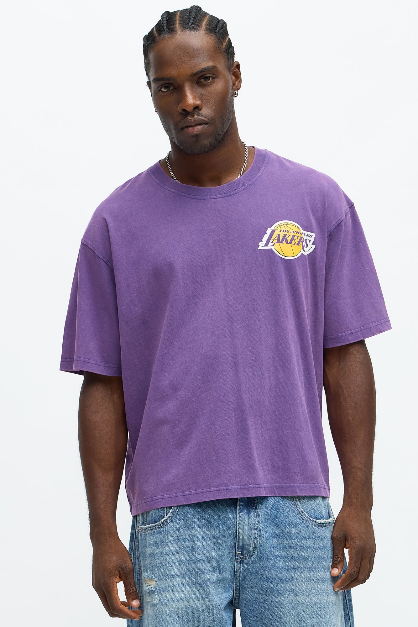 Lakers Freethrow Oversized Short Sleeve Tee - Purple