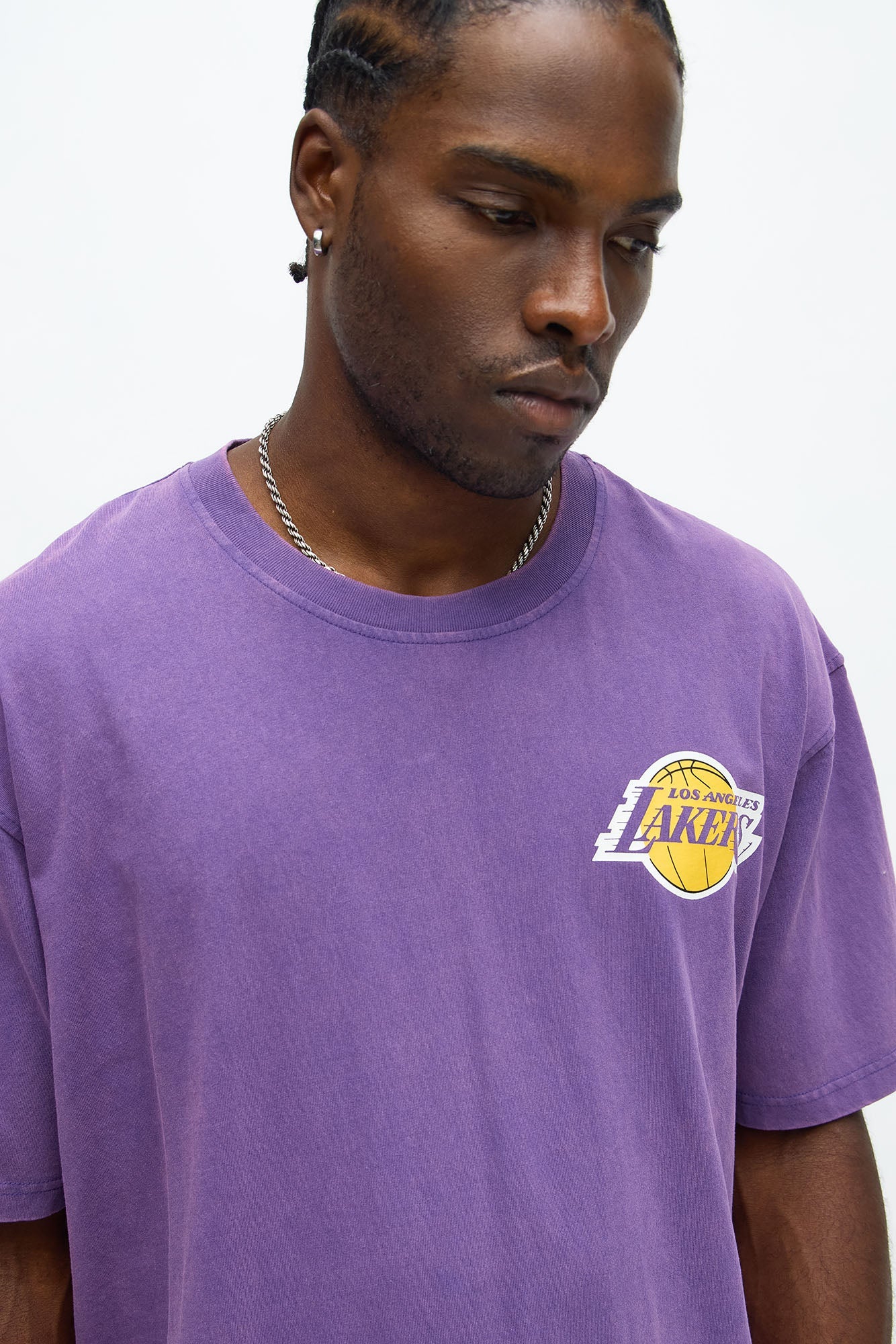Lakers Freethrow Oversized Short Sleeve Tee - Purple