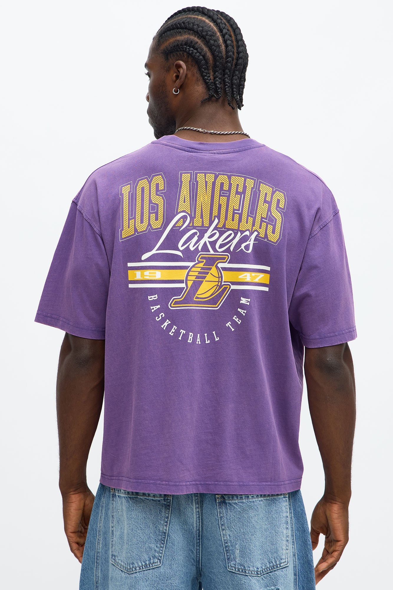 Lakers Freethrow Oversized Short Sleeve Tee - Purple