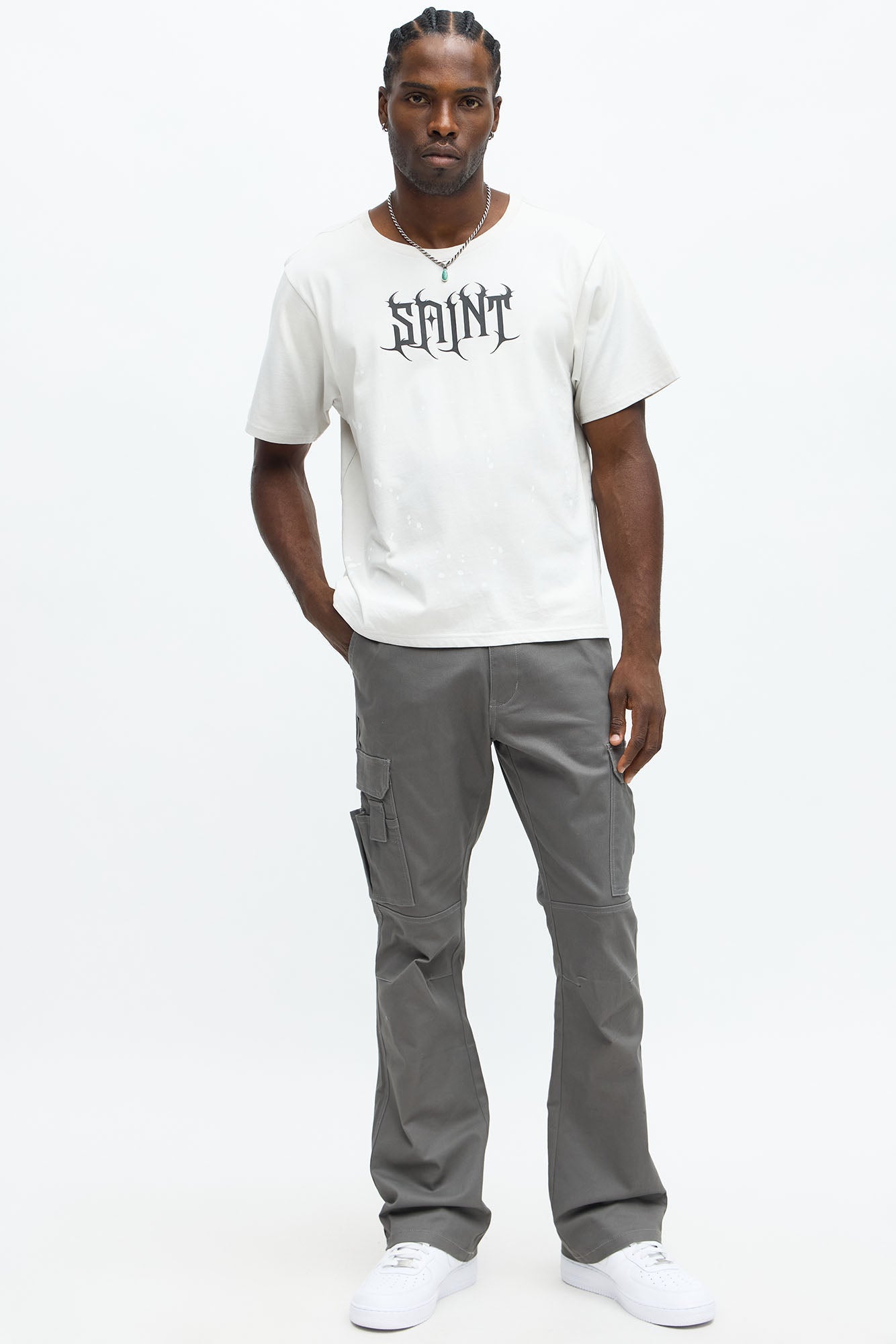 Saint Paint Splatter Short Sleeve Tee - White