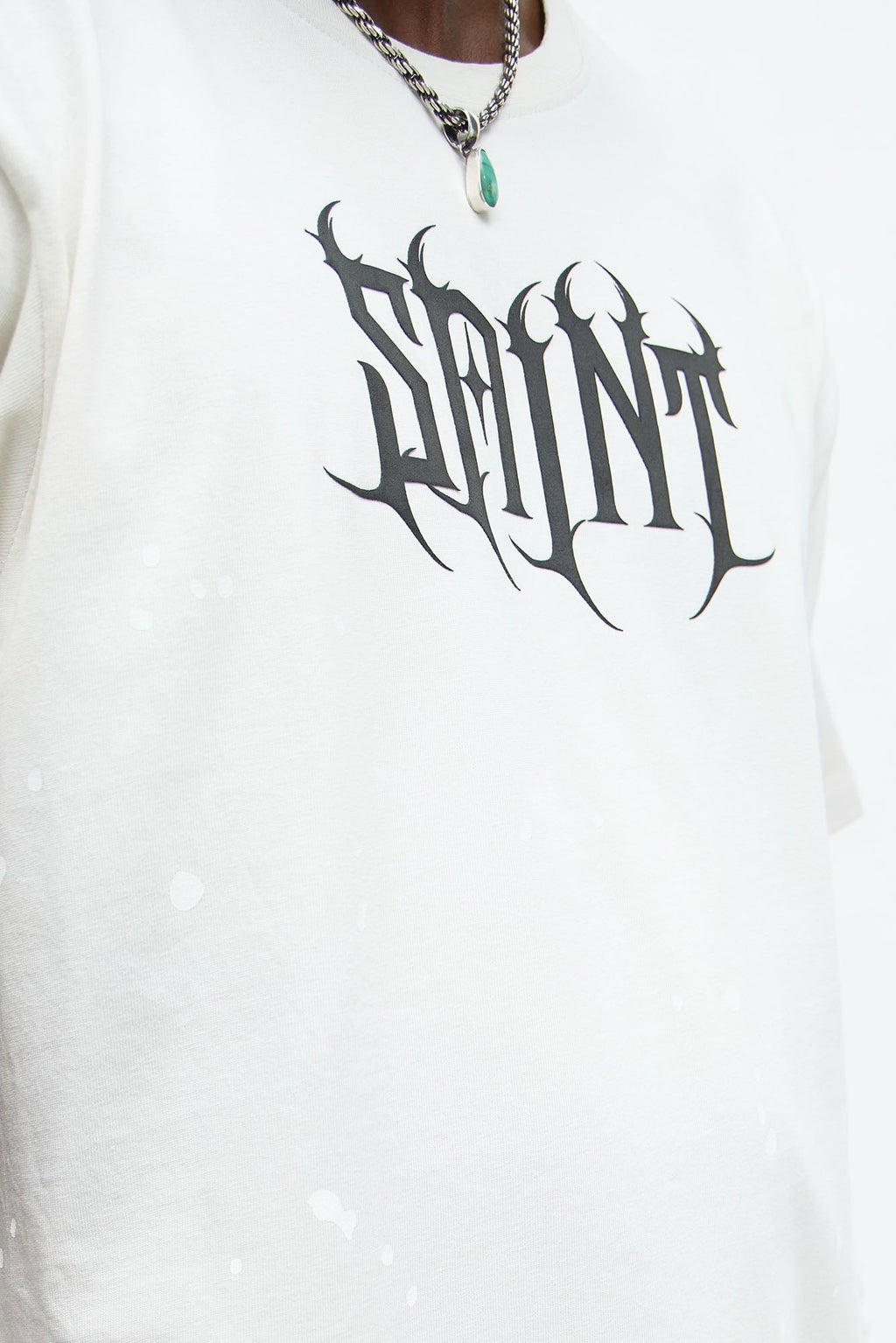 Saint Paint Splatter Short Sleeve Tee - White