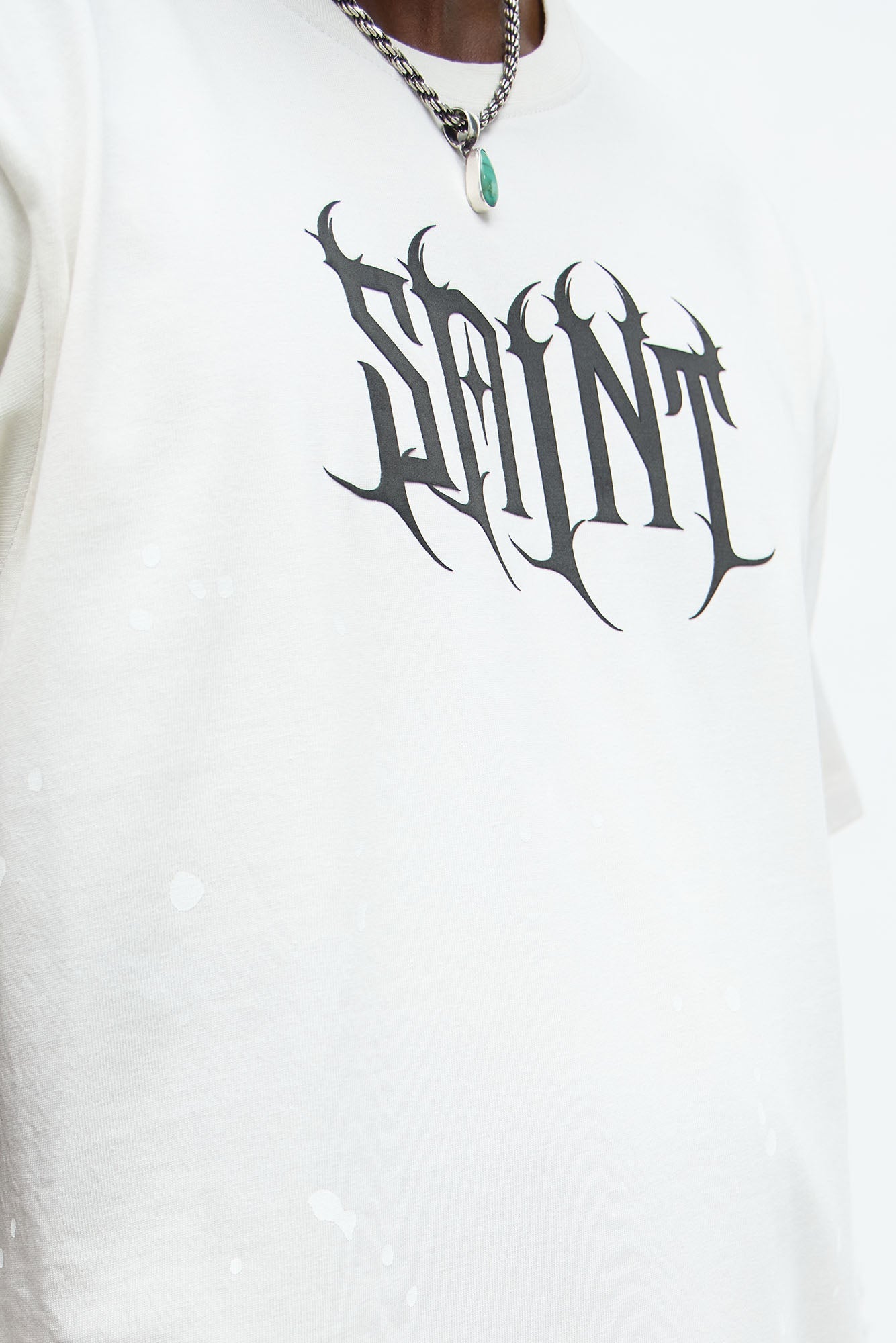 Saint Paint Splatter Short Sleeve Tee - White