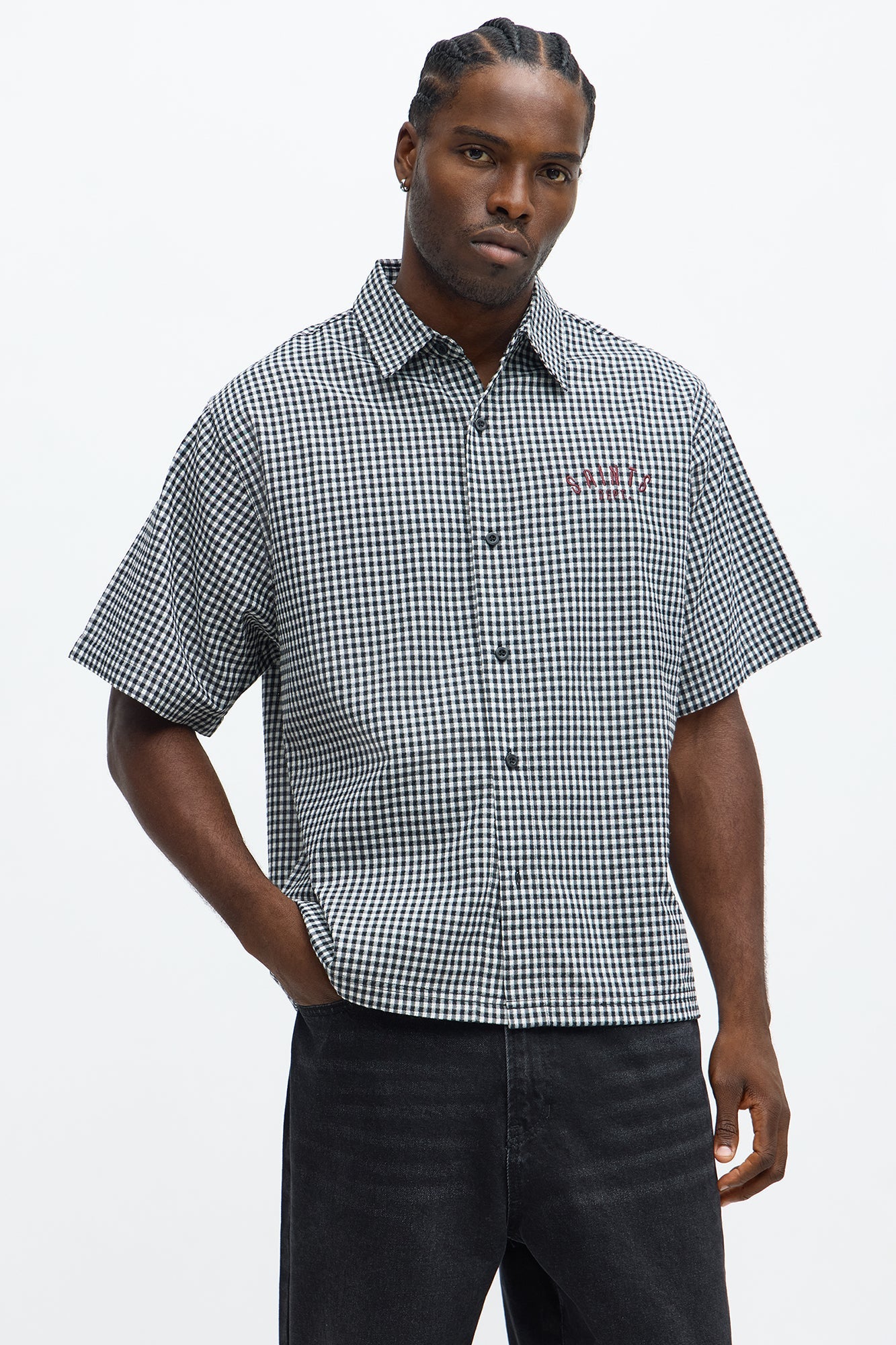 Saints Motorcycle Button Up Shirt - Black