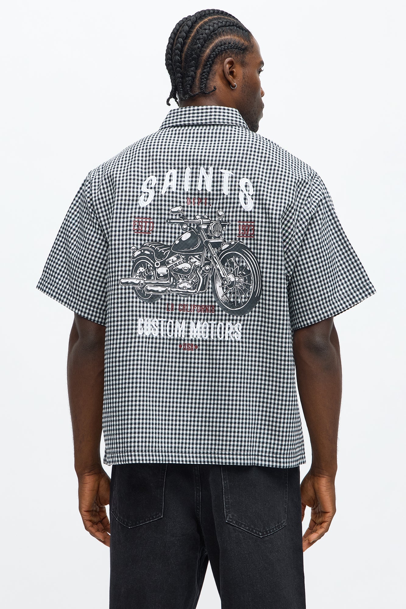 Saints Motorcycle Button Up Shirt - Black