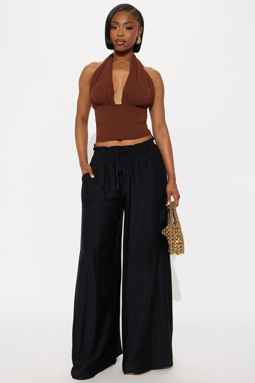 Meet At Sunset Wide Leg Pant - Black