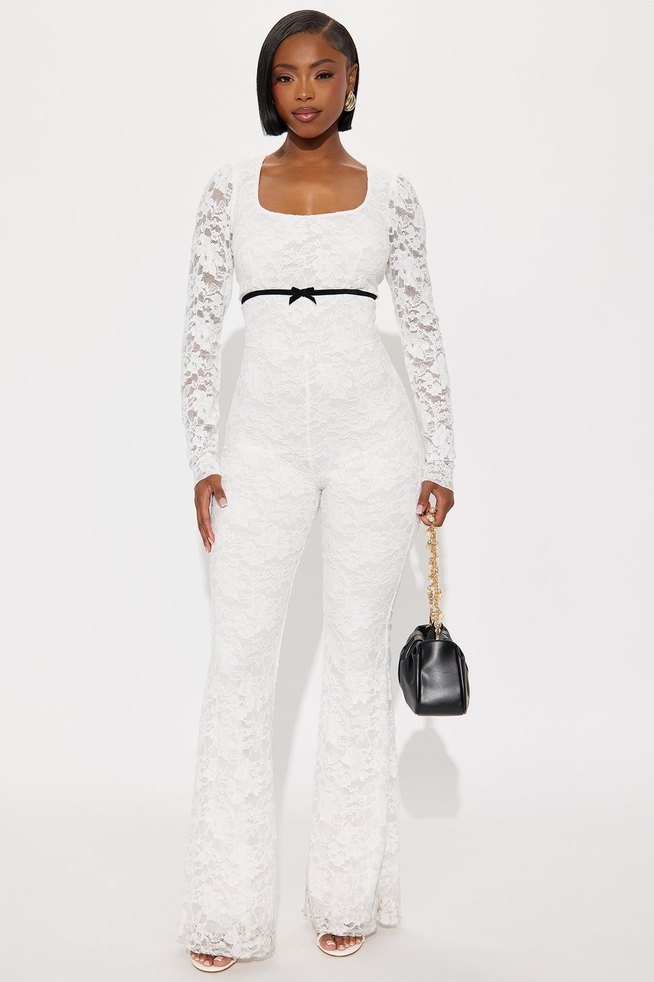 Antonina Lace Long Sleeve Jumpsuit - Ivory
