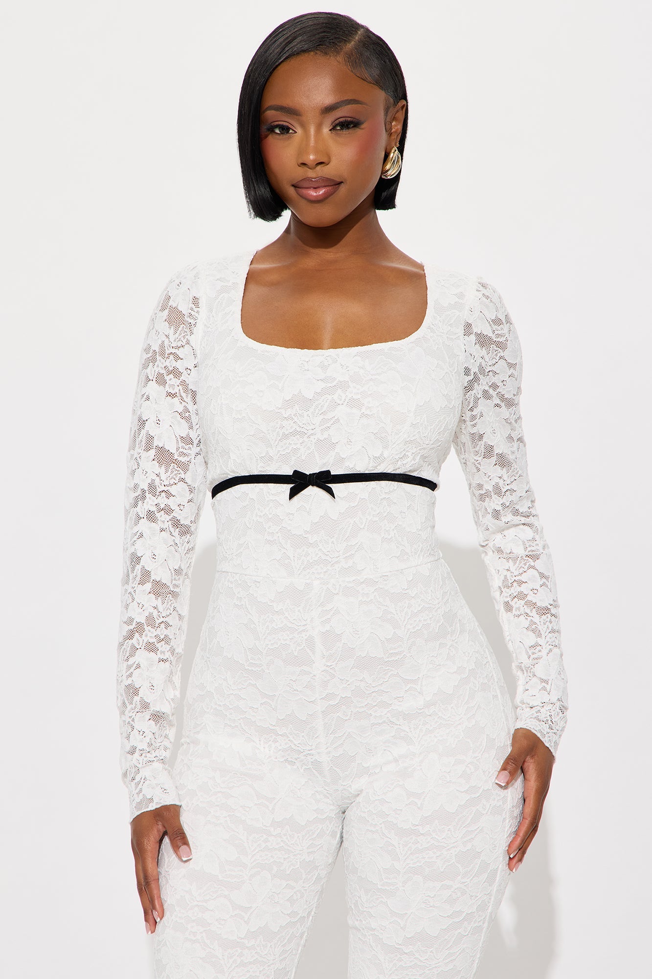 Antonina Lace Long Sleeve Jumpsuit - Ivory