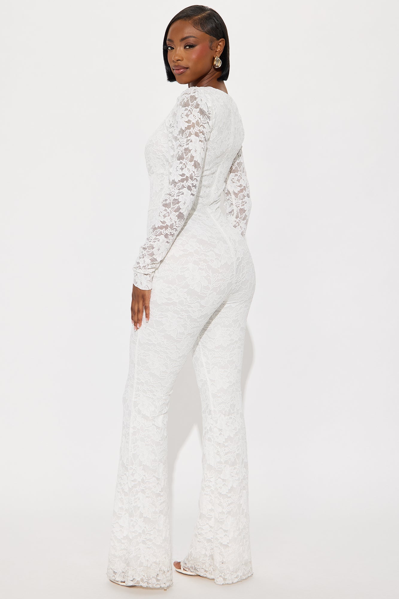 Antonina Lace Long Sleeve Jumpsuit - Ivory