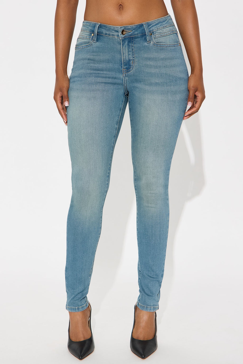 Do My Best Premium Low Waist Skinny Jeans - Vintage Wash