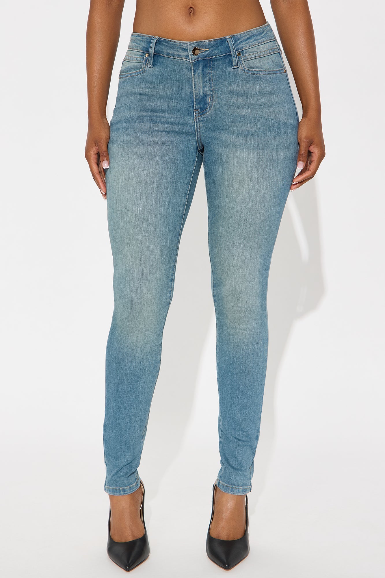Do My Best Premium Low Waist Skinny Jeans - Vintage Wash