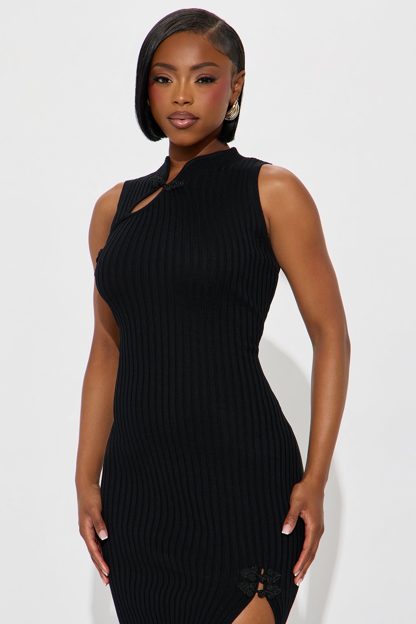 Spoiled Not Sorry Ribbed Maxi Dress - Black