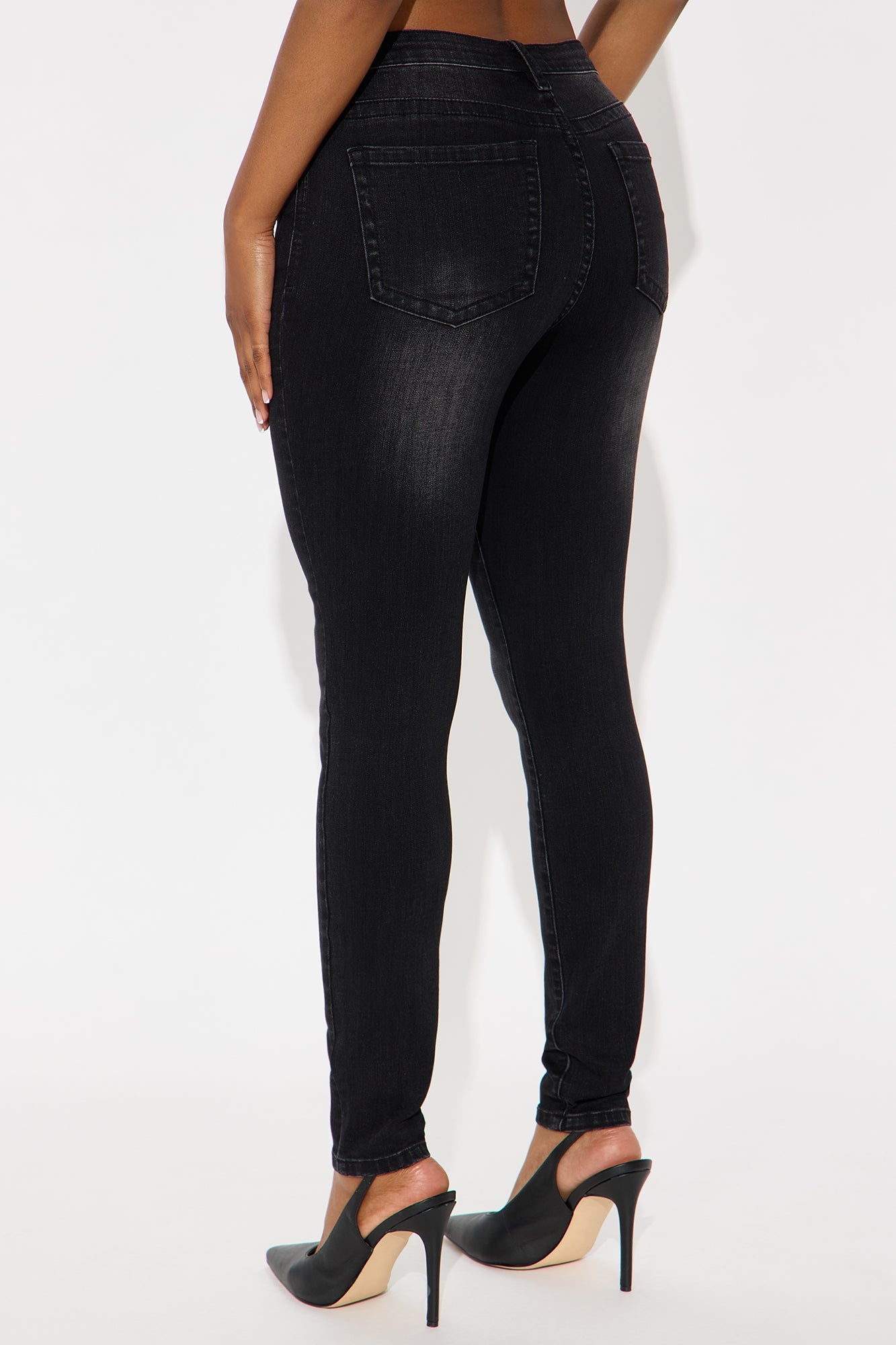 Something Better Mid Waist Skinny Jeans - Black Wash