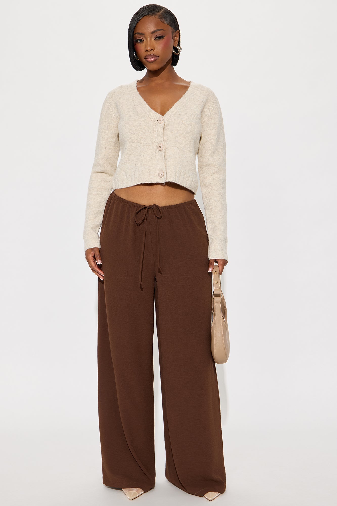 Running Errands Wide Leg Pant 32″ - Brown