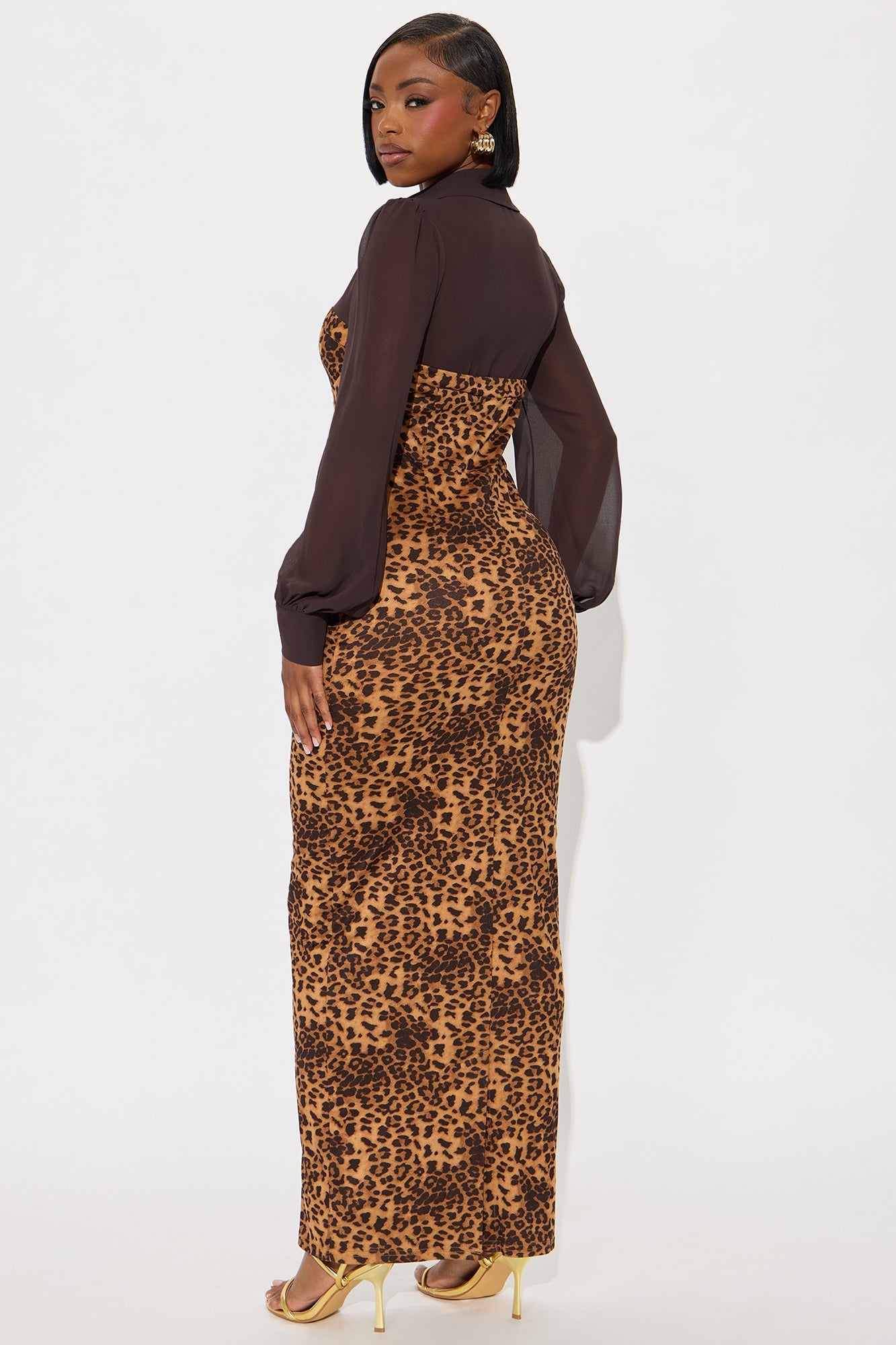Jade Faux Suede Maxi Dress - Leopard