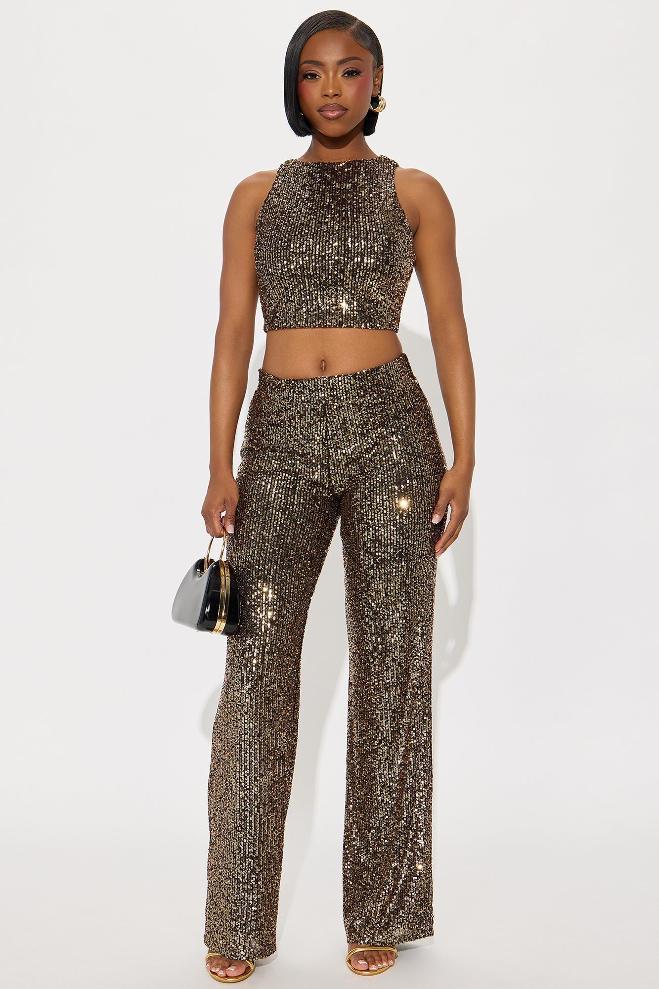 Strike Gold Sequin Pant Set - Gold/combo