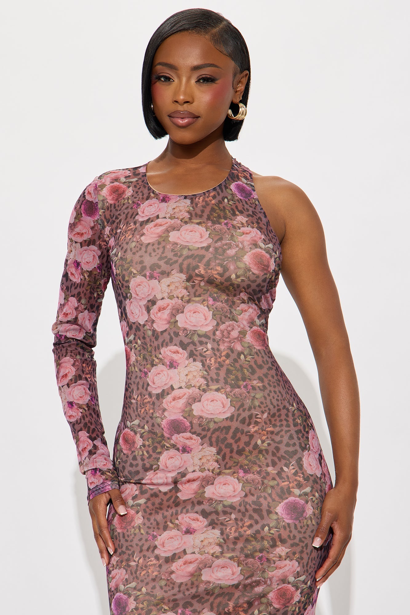 Selene Leopard Maxi Dress - Brown/combo