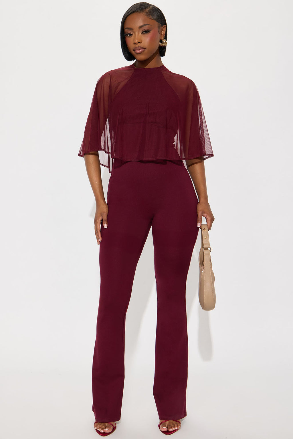 Teresa Draped Jumpsuit - Burgundy