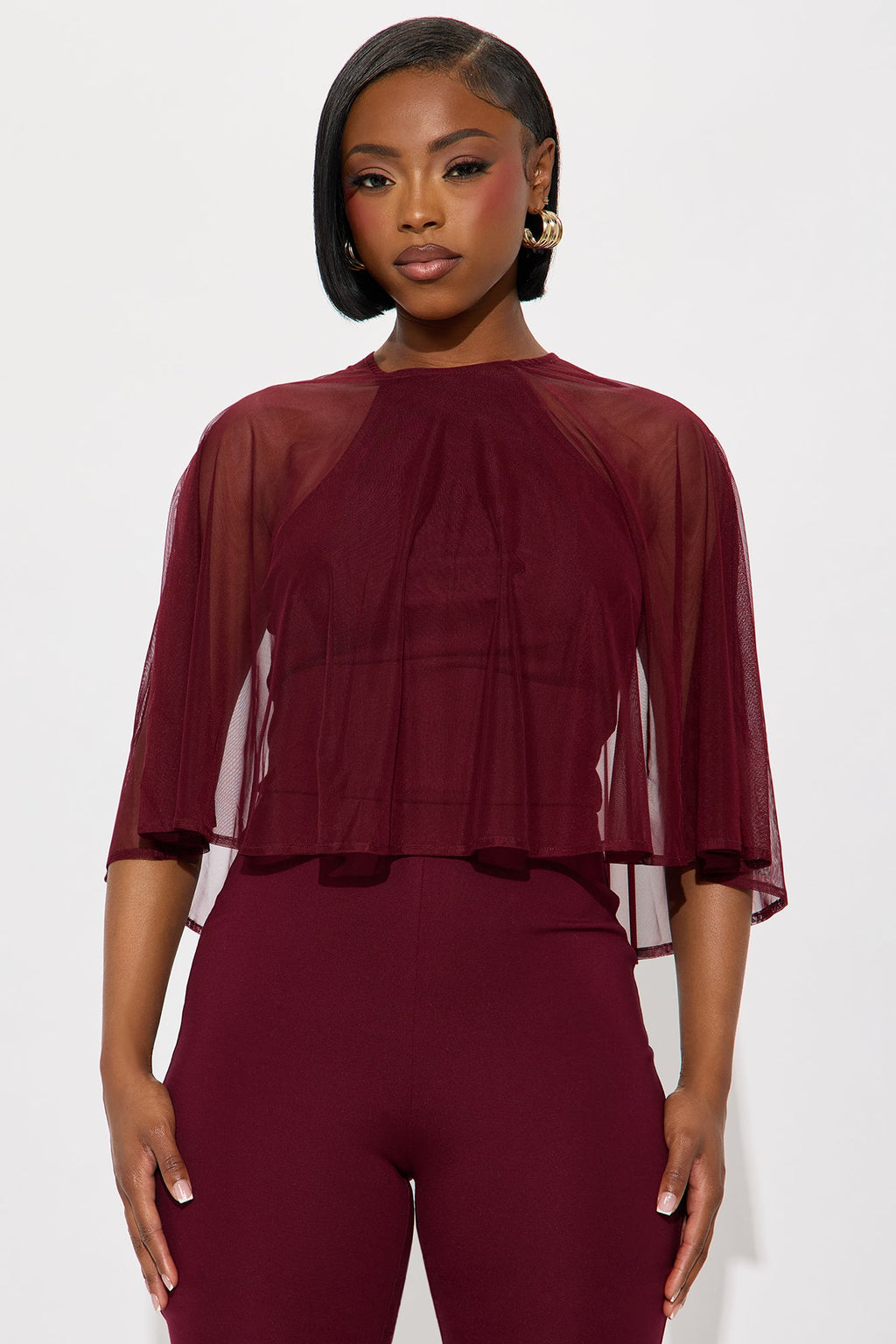 Teresa Draped Jumpsuit - Burgundy