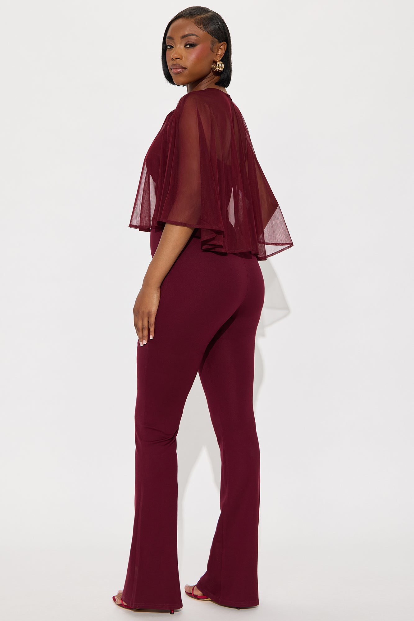 Teresa Draped Jumpsuit - Burgundy