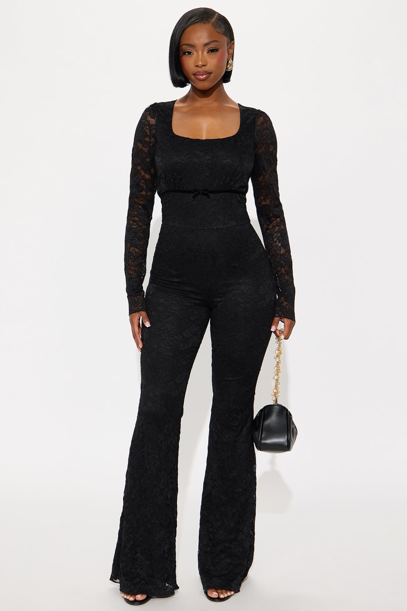 Antonina Lace Long Sleeve Jumpsuit - Black