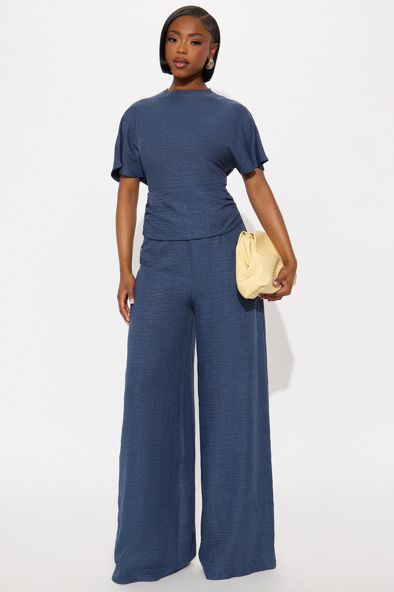 Mira Linen Wide Leg Jumpsuit - Navy