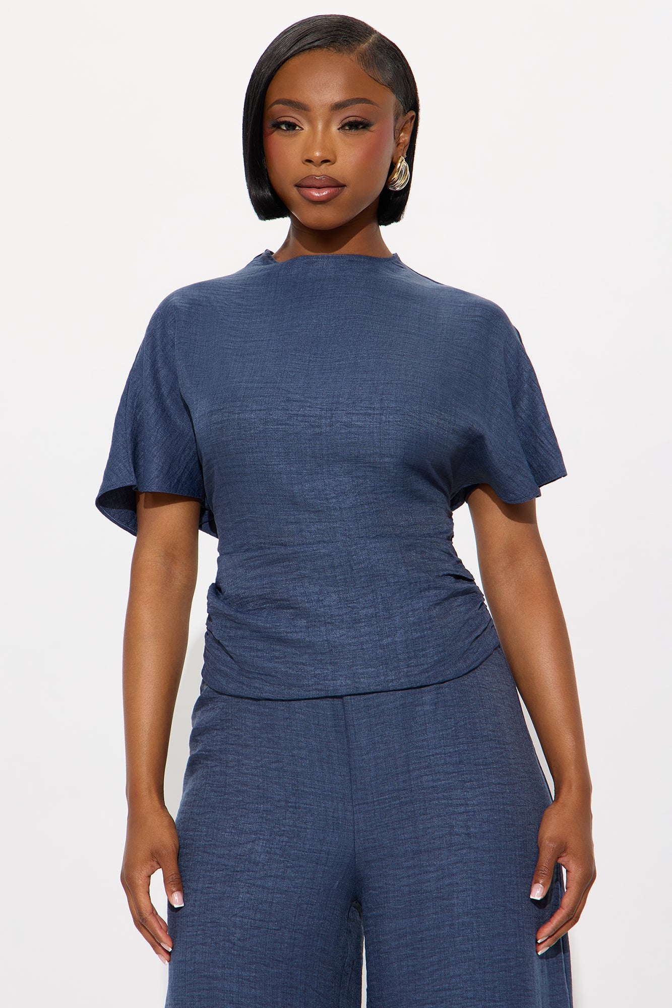 Mira Linen Wide Leg Jumpsuit - Navy