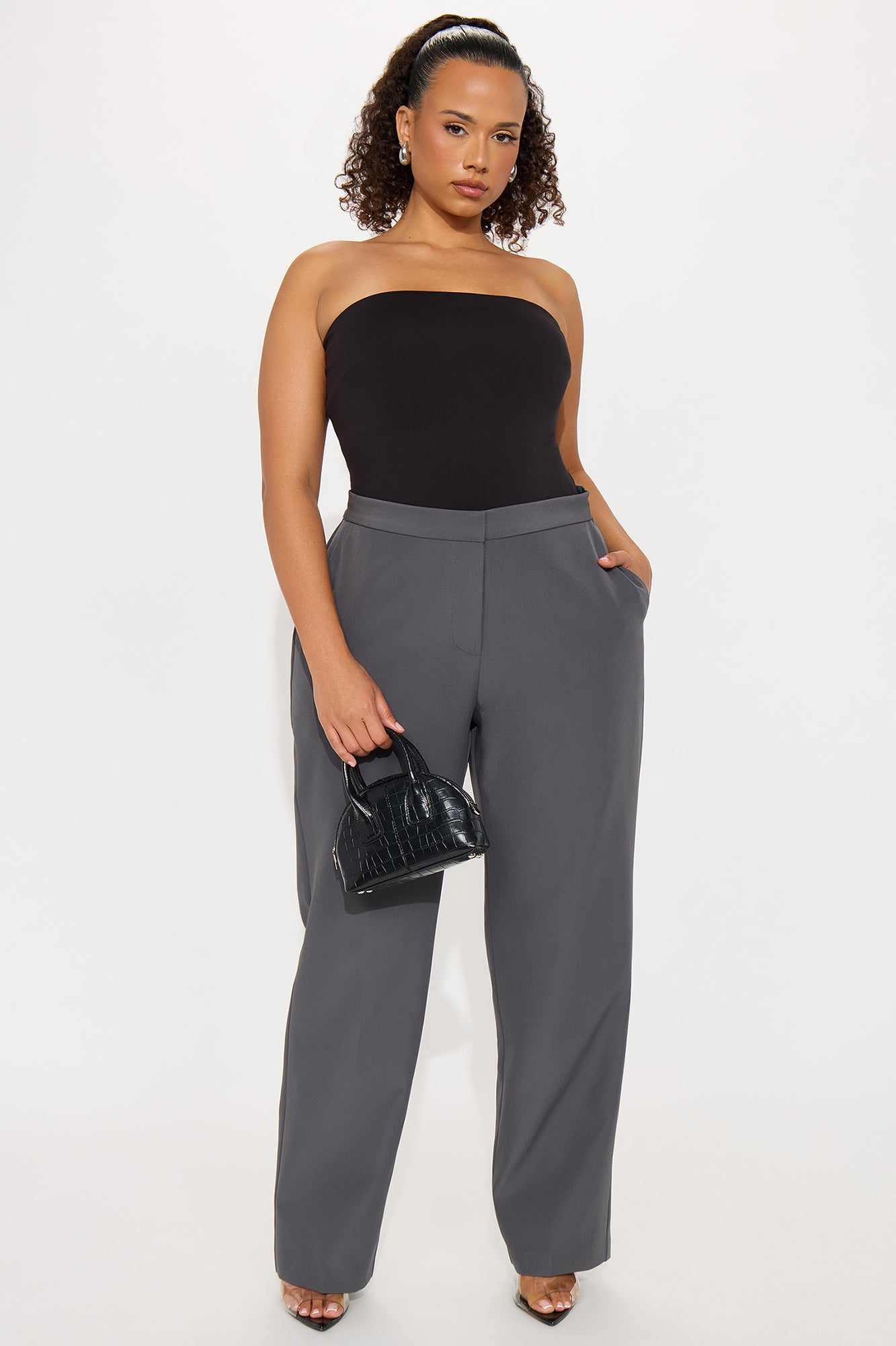 Nikki Skinny Leg Trouser Pant 30″ - Charcoal