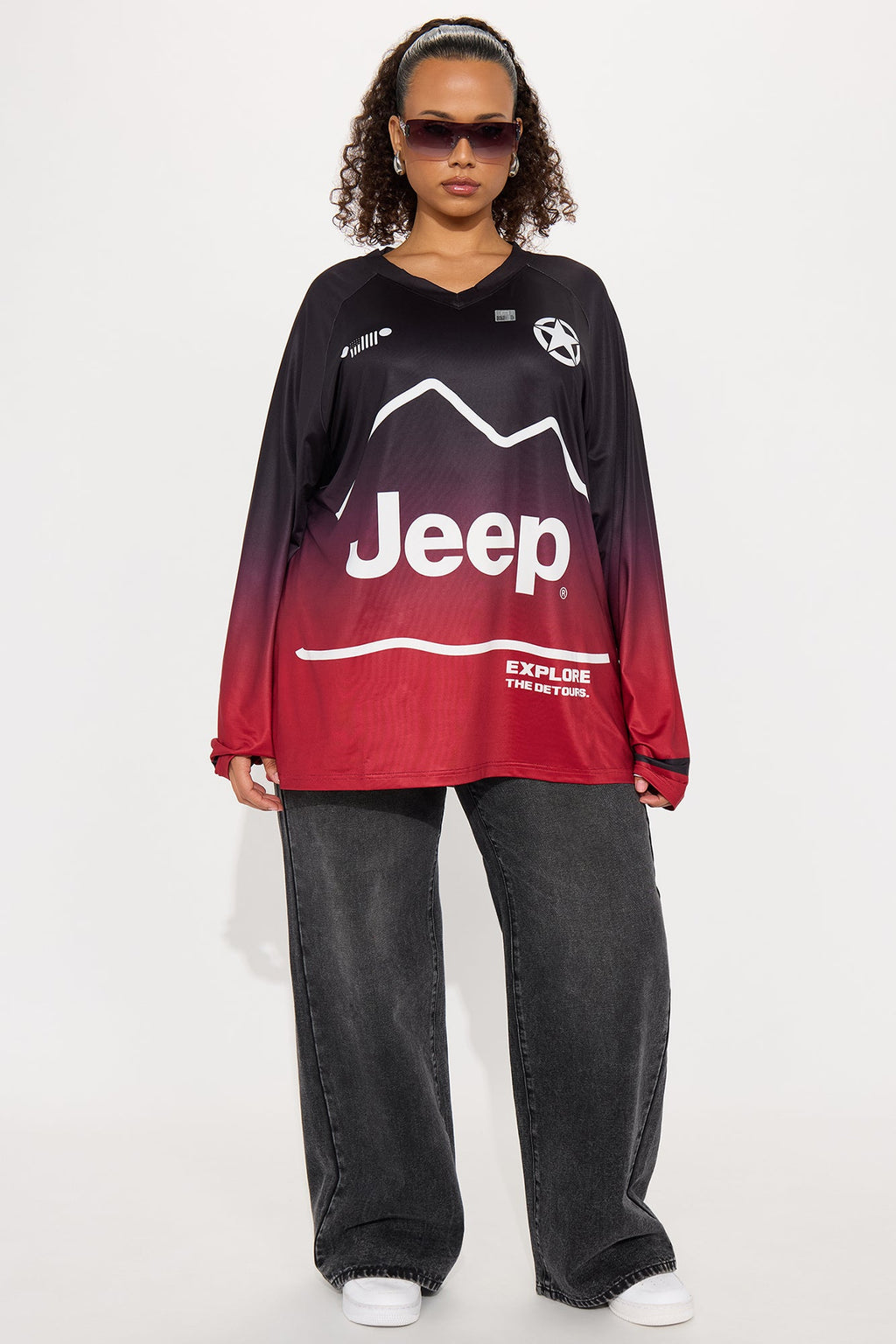Jeep In The Mountains Jersey - Burgundy/combo