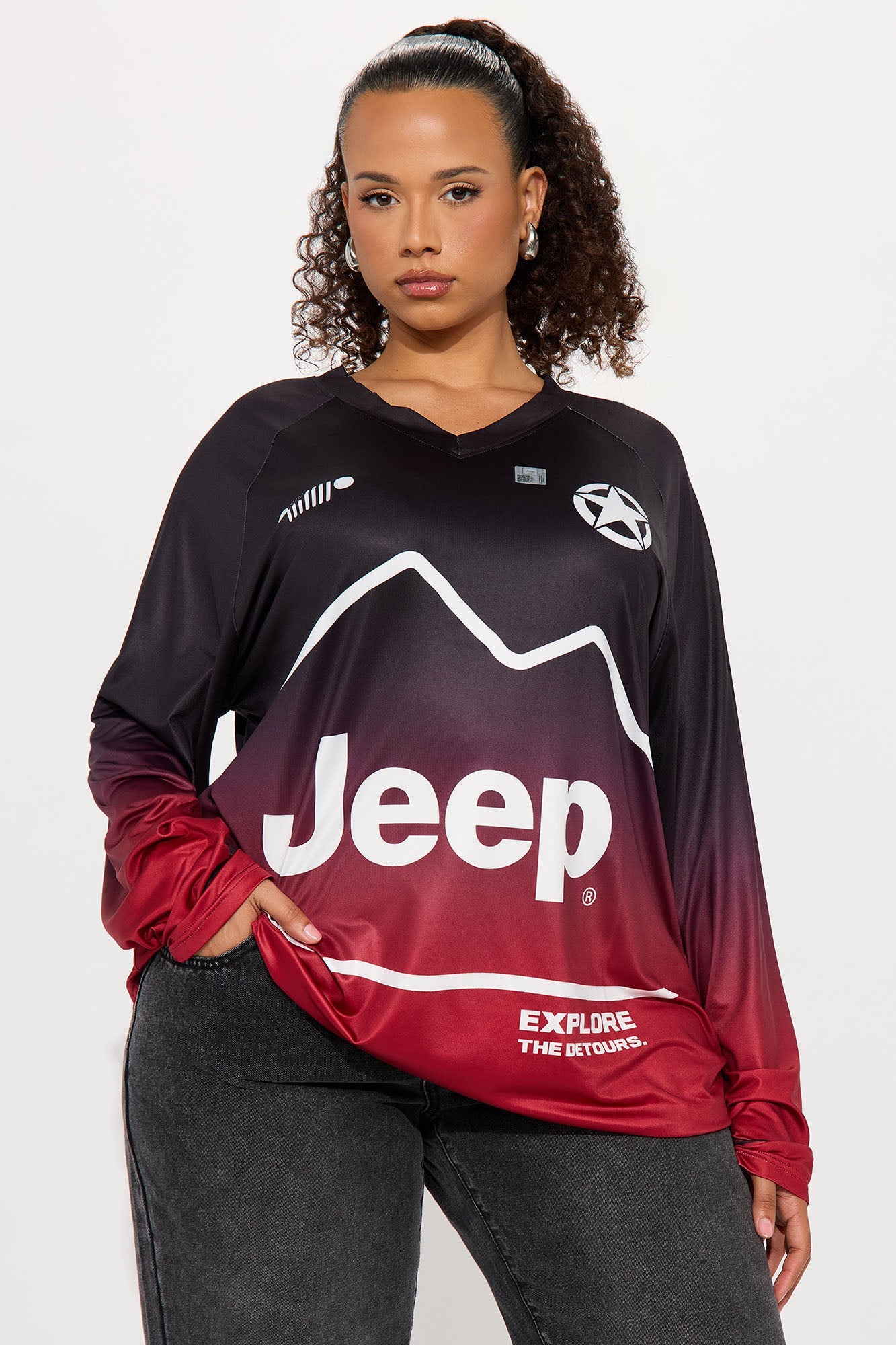 Jeep In The Mountains Jersey - Burgundy/combo