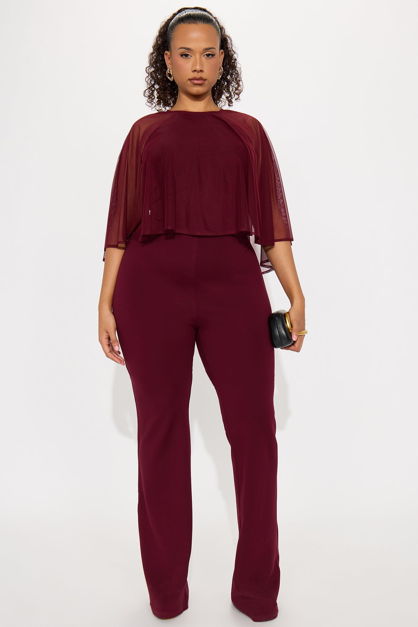Teresa Draped Jumpsuit - Burgundy