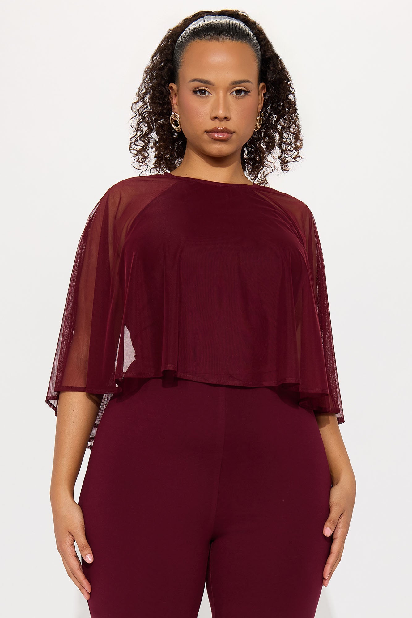 Teresa Draped Jumpsuit - Burgundy