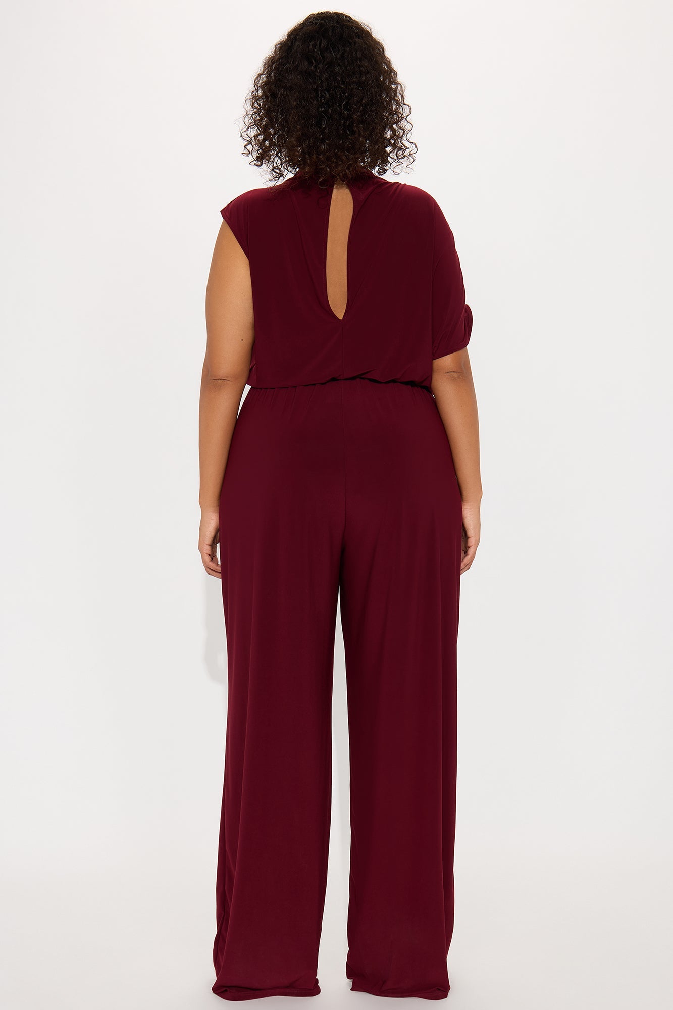 Monica Mock Neck Wide Leg Jumpsuit - Wine