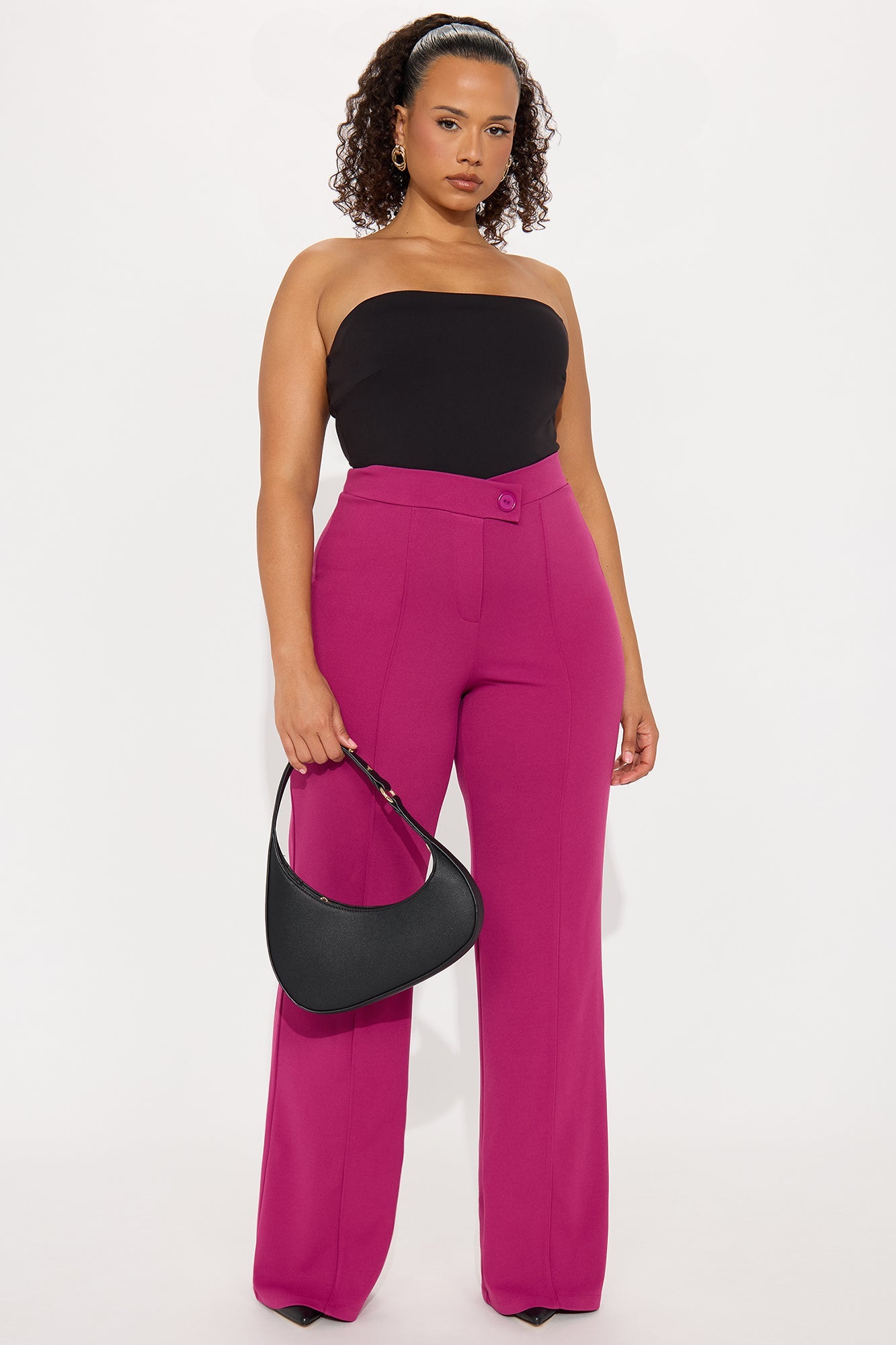 Call It Even Wide Leg Dress Pants - Raspberry