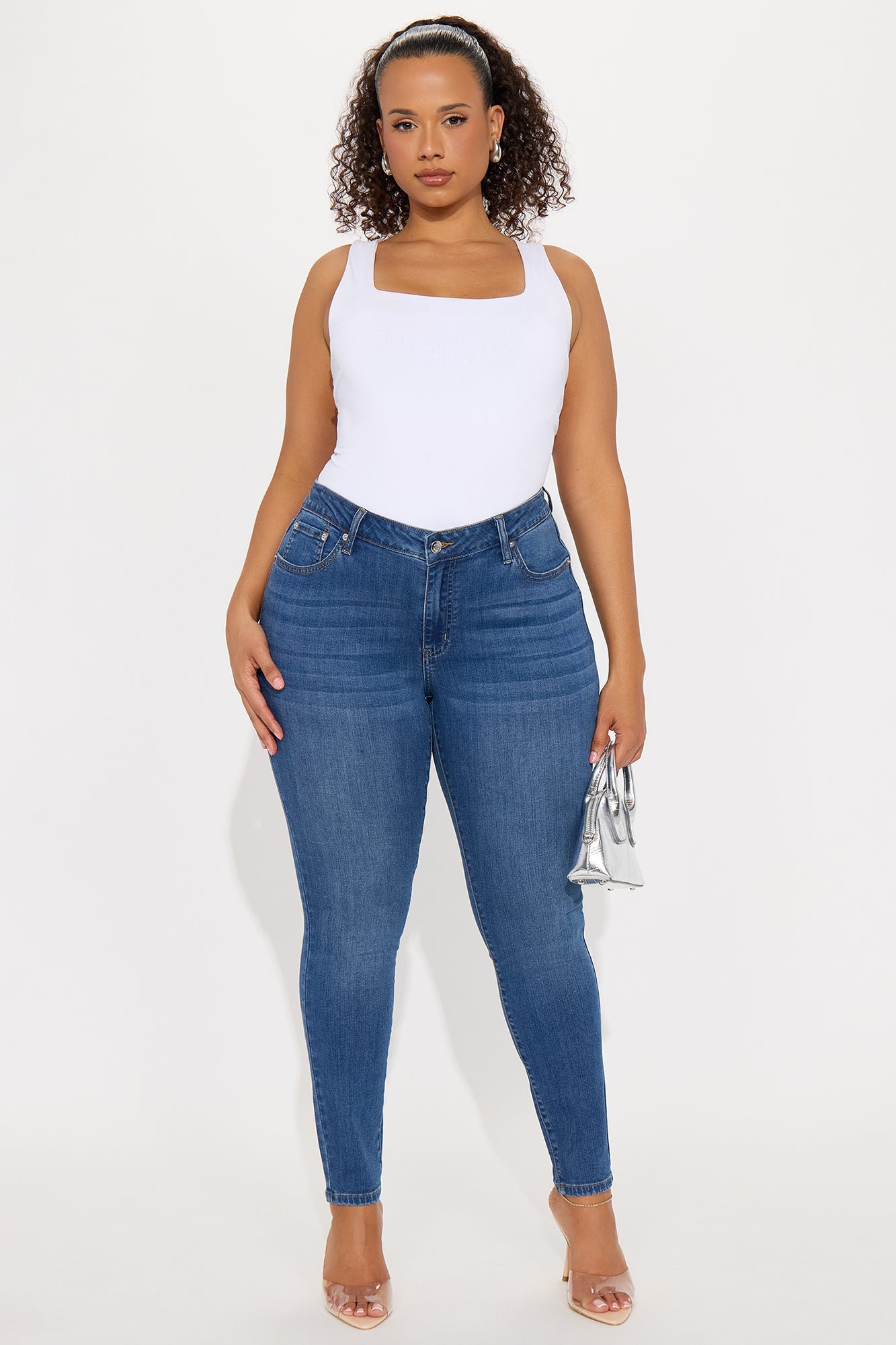 Something Better Mid Waist Skinny Jeans - Dark Wash