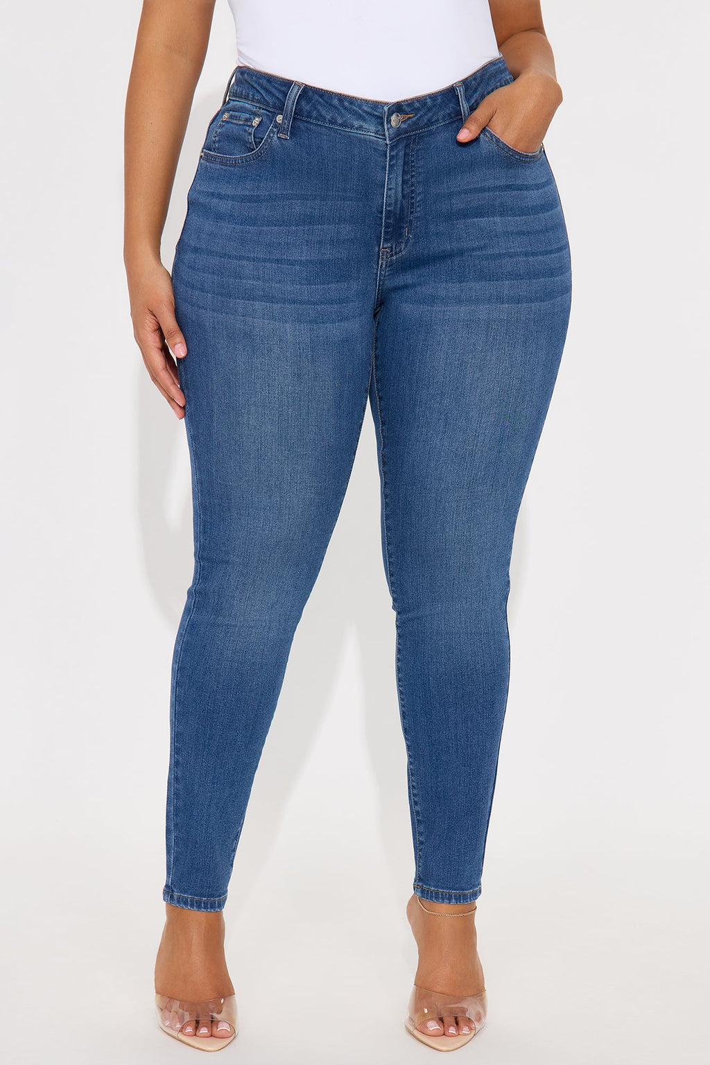 Something Better Mid Waist Skinny Jeans - Dark Wash
