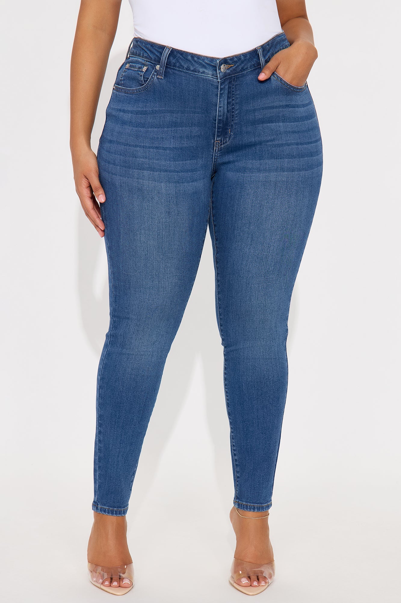 Something Better Mid Waist Skinny Jeans - Dark Wash