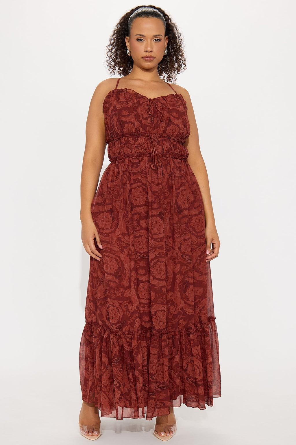 Sandra Floral Maxi Dress - Brown/combo