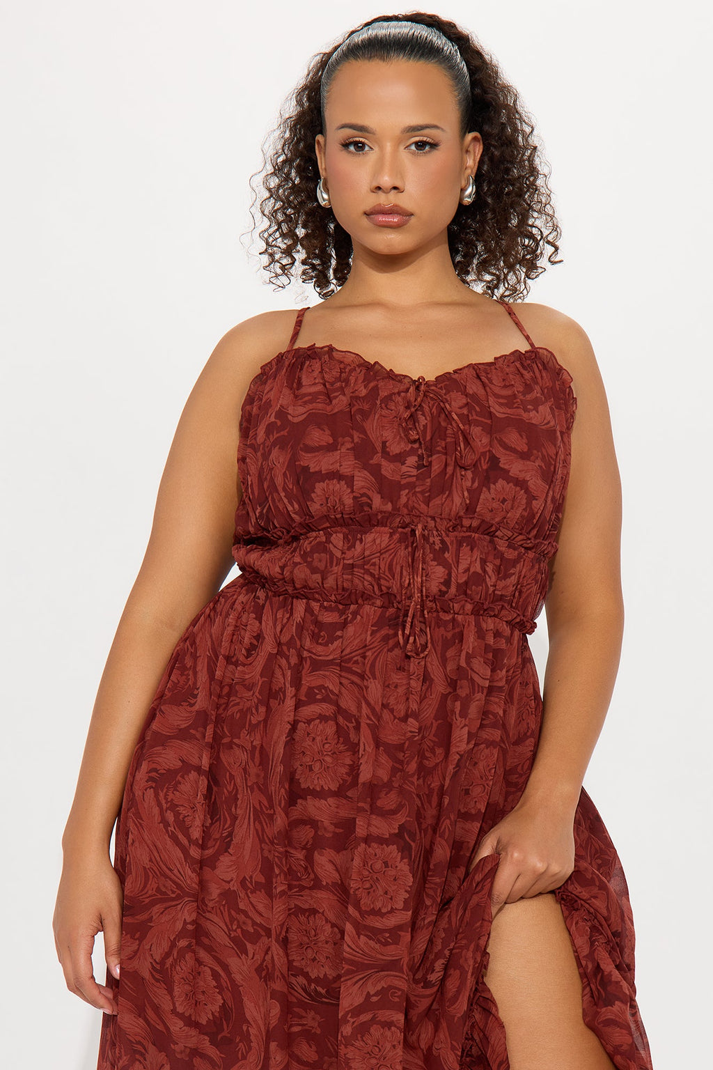 Sandra Floral Maxi Dress - Brown/combo