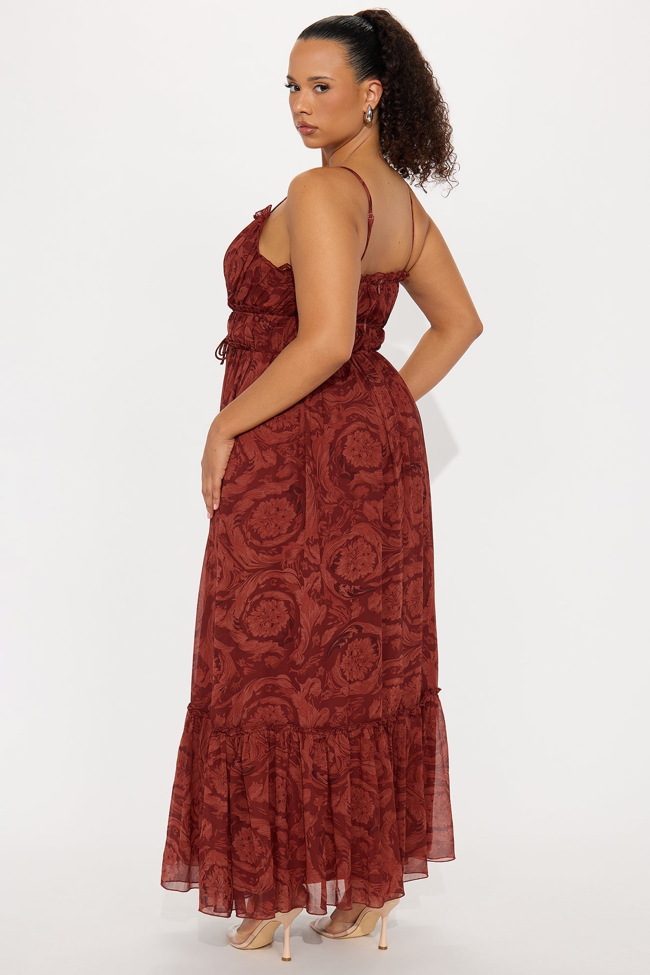 Sandra Floral Maxi Dress - Brown/combo