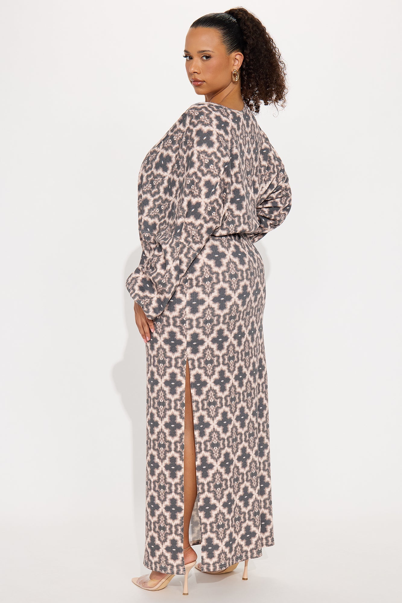 Chill Days 2 Piece Maxi Dress Set - Brown/combo