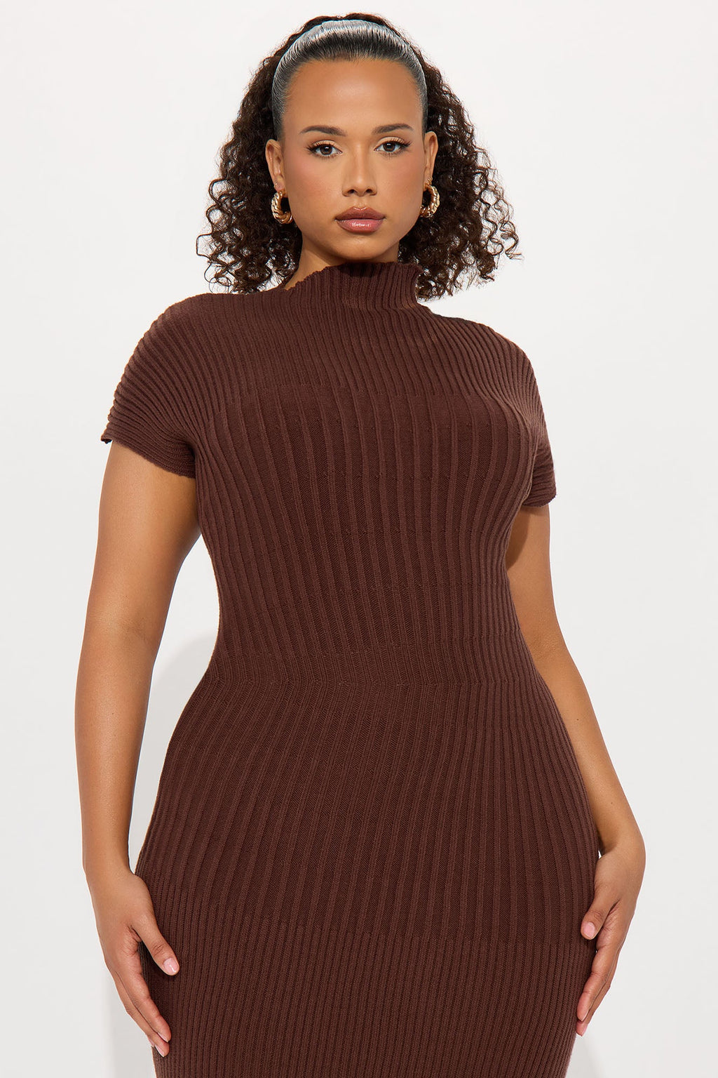 Cassie Swirl Sweater Midi Dress - Chocolate