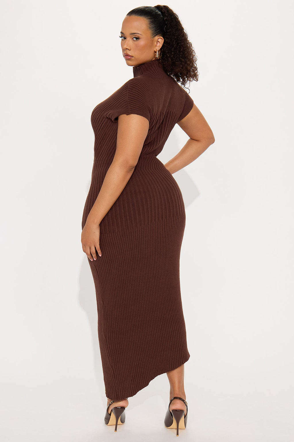 Cassie Swirl Sweater Midi Dress - Chocolate