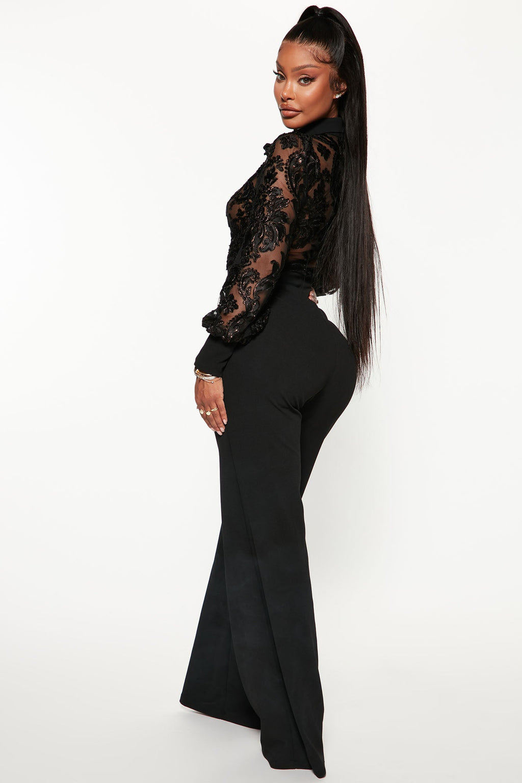 Touch Of Lace Jumpsuit - Black