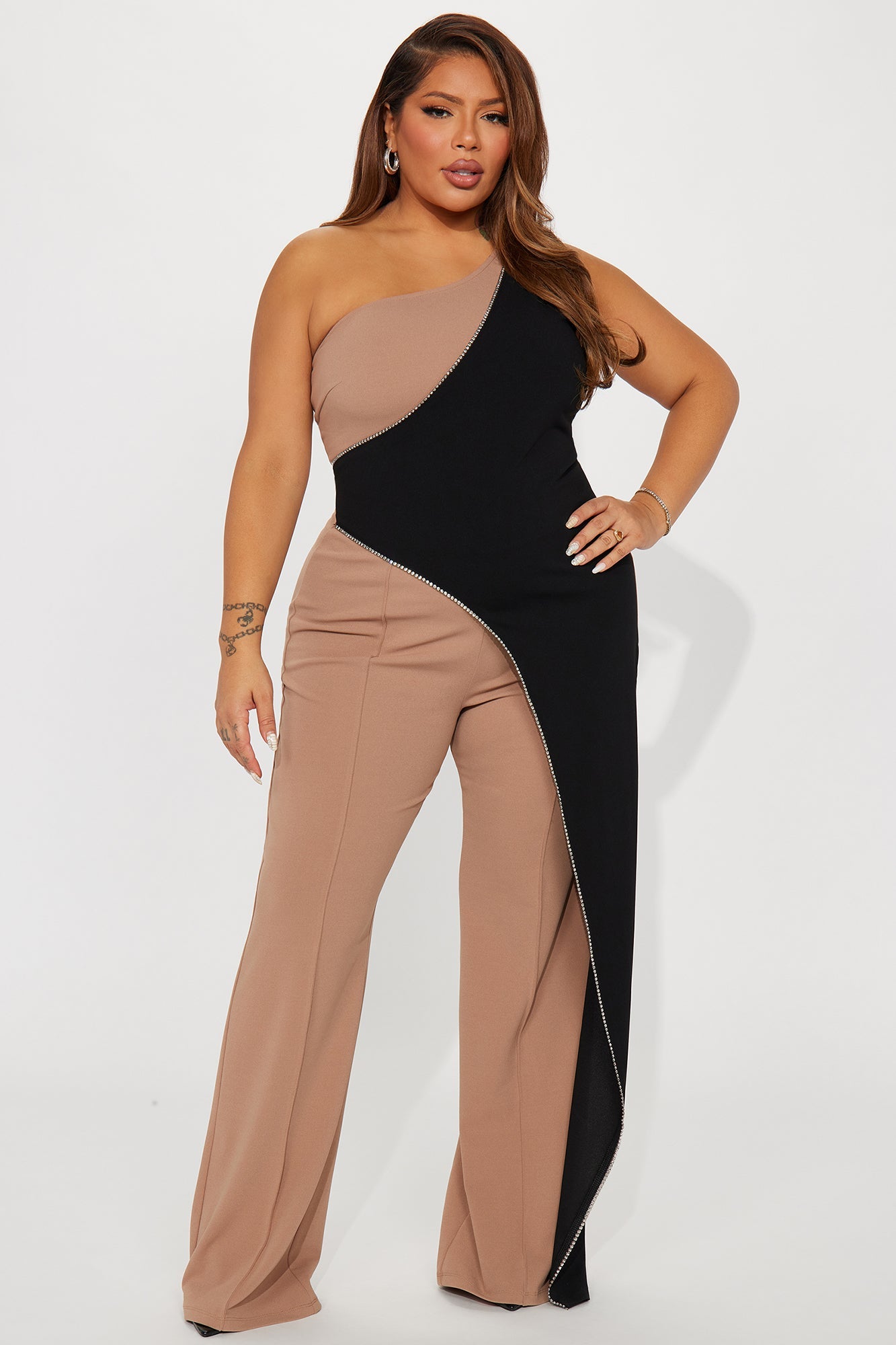 Chase Me Forever Jumpsuit - Mocha/combo
