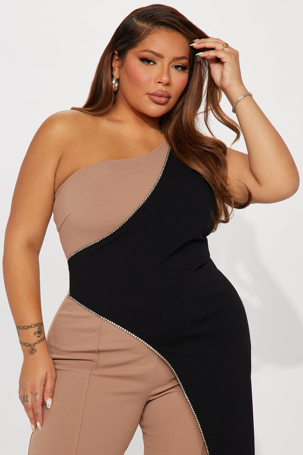Chase Me Forever Jumpsuit - Mocha/combo