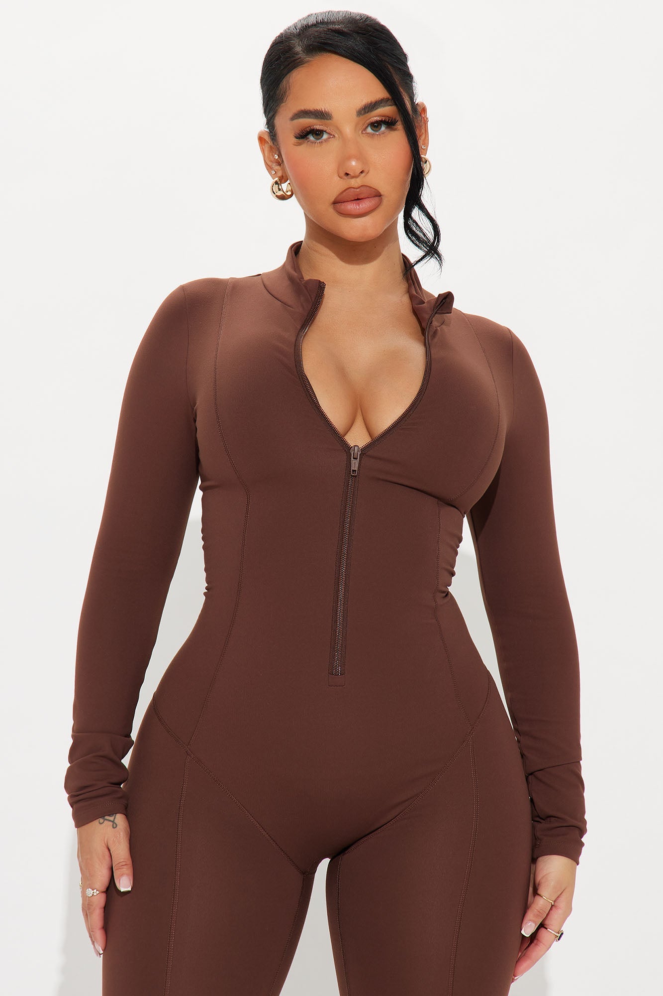 In Alignment Super Soft Active Flare Jumpsuit - Chocolate