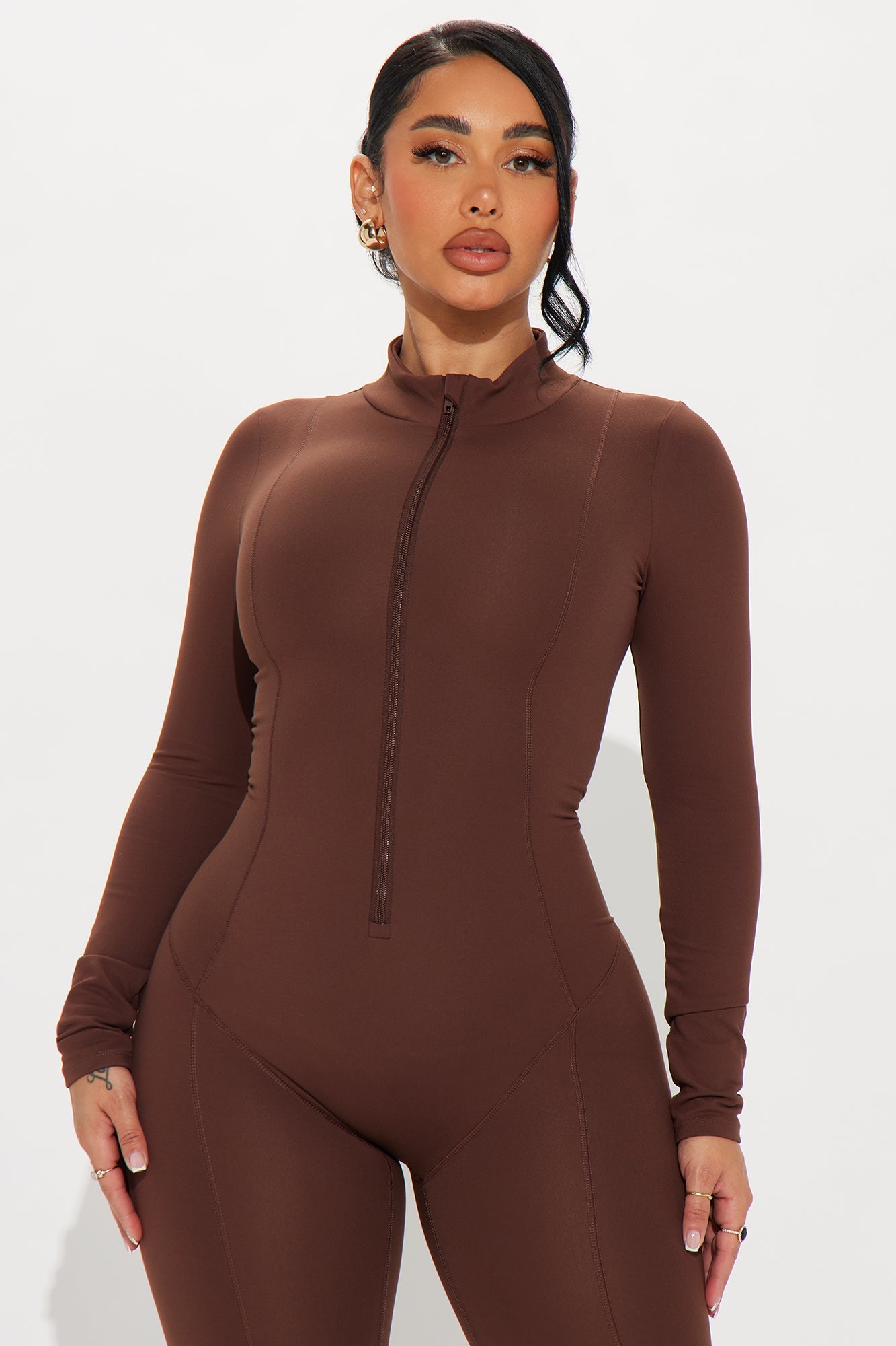 In Alignment Super Soft Active Flare Jumpsuit - Chocolate